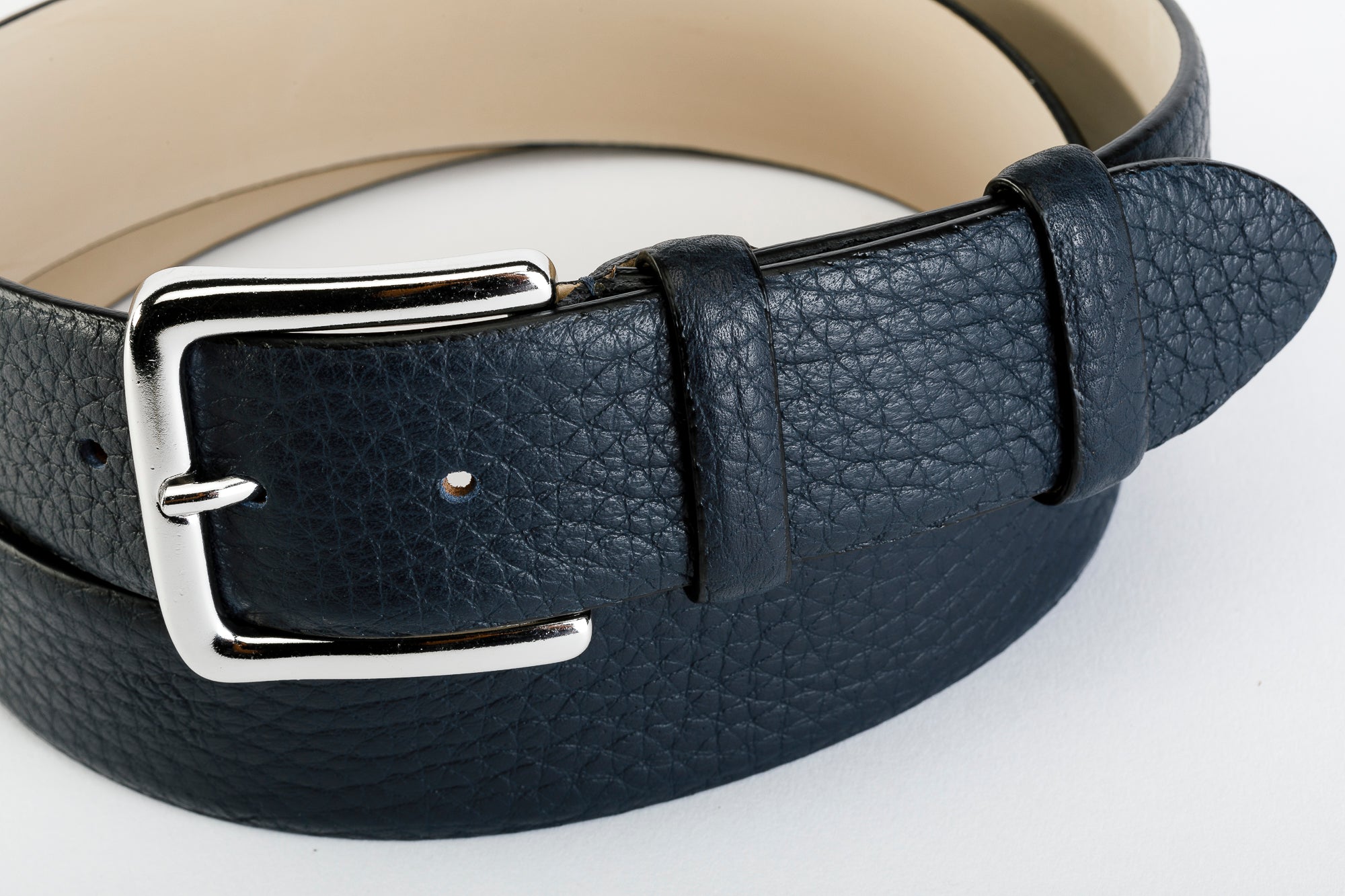 Cintura Unisex in Vera Pelle Pieno Fiore e Fodera Nabuk - CINTURA ESSENTIAL COLOR by TAFTIK - Fibbia cromata moderna ed elegante. In 6 Varianti Colore. Altezza cm.4