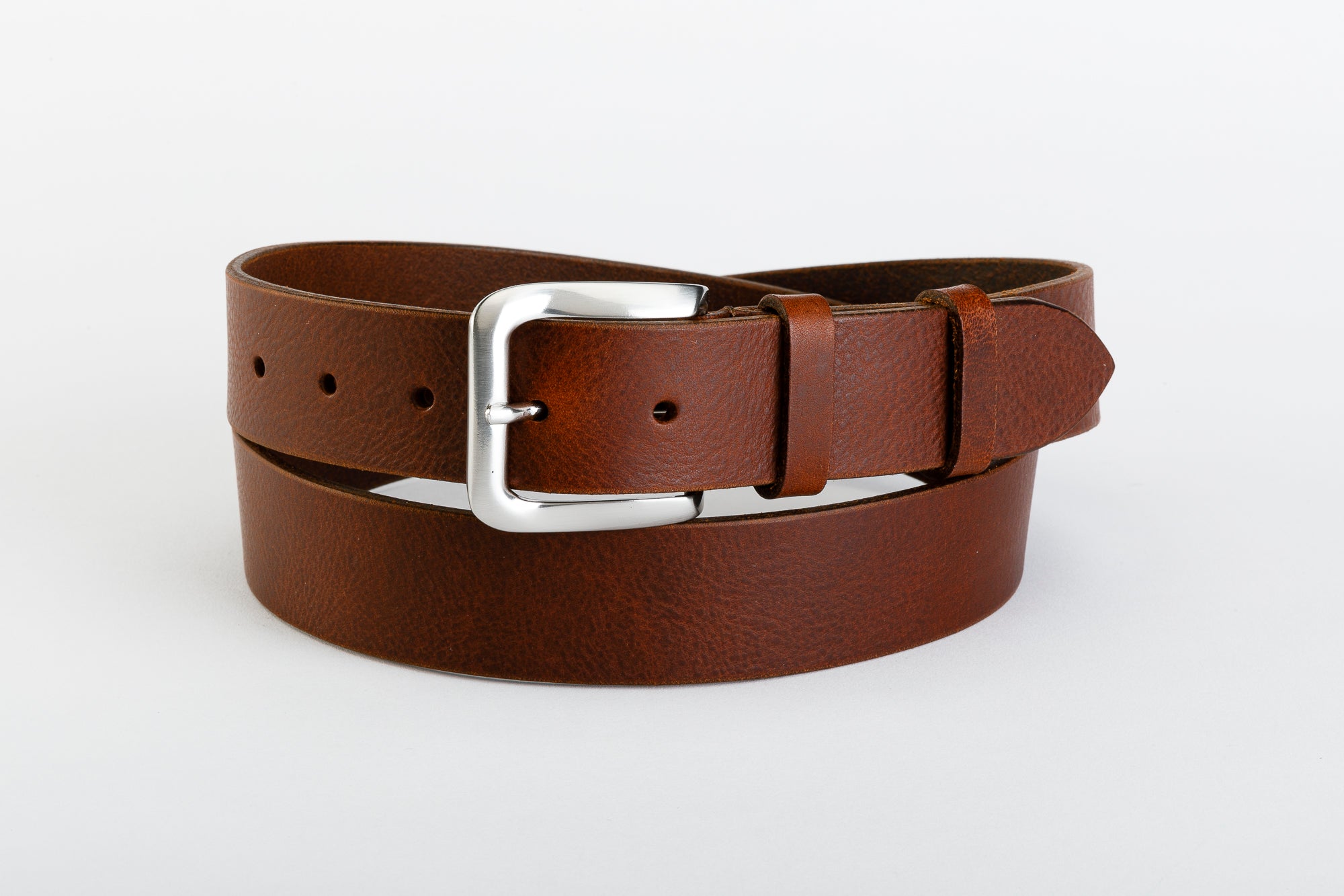 Unisex Genuine Leather Belt - NEWPORT BELT by TAFTIK – Sturdy and elegant, Satin Steel finish buckle paired with Old England Oiled Leather and Genuine Suede and Alaskan Leather variants. Height 3.5 cm.
