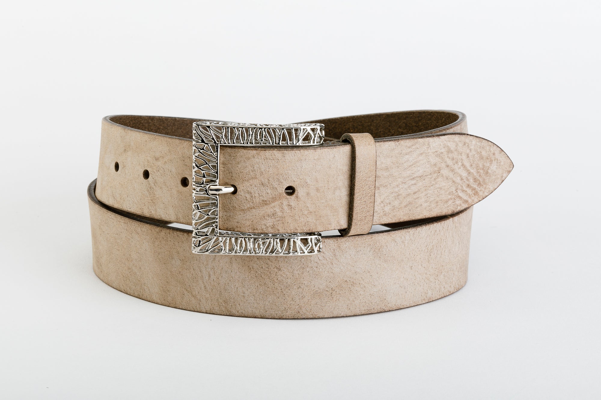 Cintura Donna in Vero Cuoio Old England - CINTURA SAFARI by TAFTIK – Fibbia Cromata Ipoallergenica con Tecnologia laser 3D Reticube. Fibbia glamour e robustezza in 3 Varianti Colore e Altezza cm.4