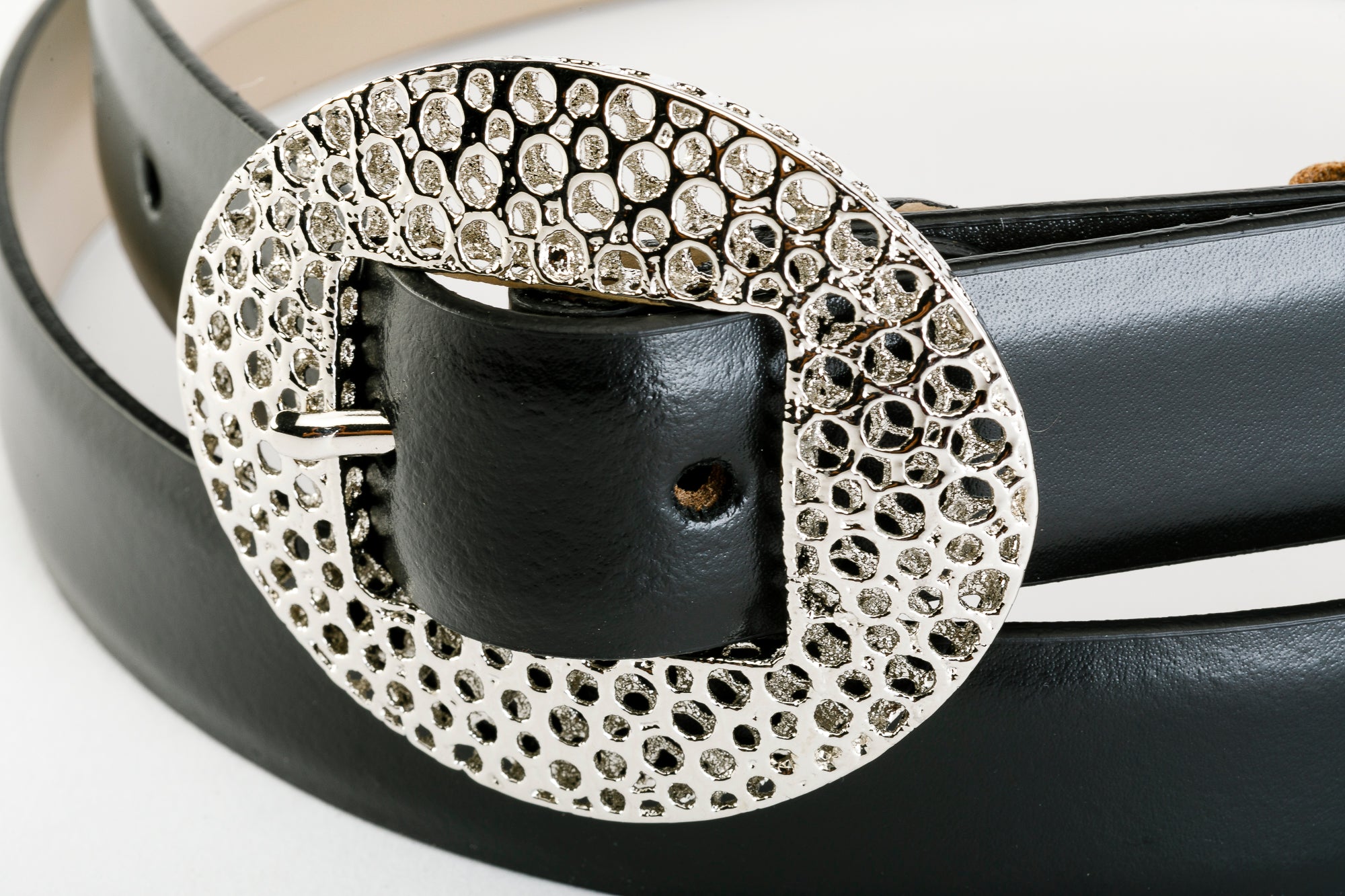 Cintura Donna in Vera Pelle Spazzolata Lucida e Fodera Nabuk - CINTURA MARTINI SODA by TAFTIK - Fibbia Design 3D Reticube Ipoallergenica. L&