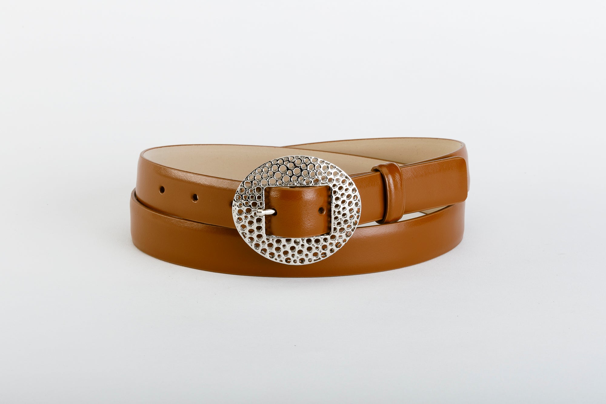 Cintura Donna in Vera Pelle Spazzolata Lucida e Fodera Nabuk - CINTURA MARTINI SODA by TAFTIK - Fibbia Design 3D Reticube Ipoallergenica. L&