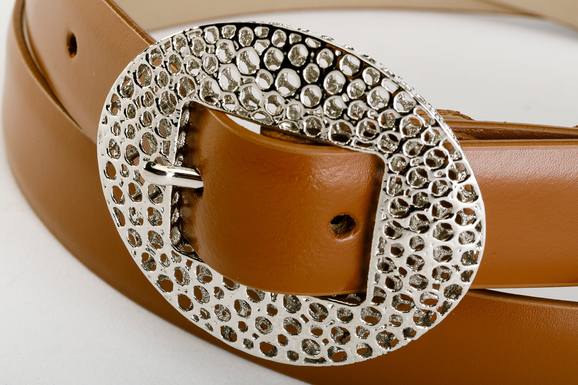 Cintura Donna in Vera Pelle Spazzolata Lucida e Fodera Nabuk - CINTURA MARTINI SODA by TAFTIK - Fibbia Design 3D Reticube Ipoallergenica. L&