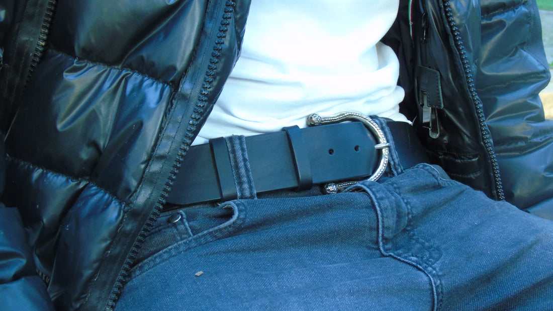 Cintura Unisex in Vero Cuoio Old England color nero - CINTURA SHANGRILA&