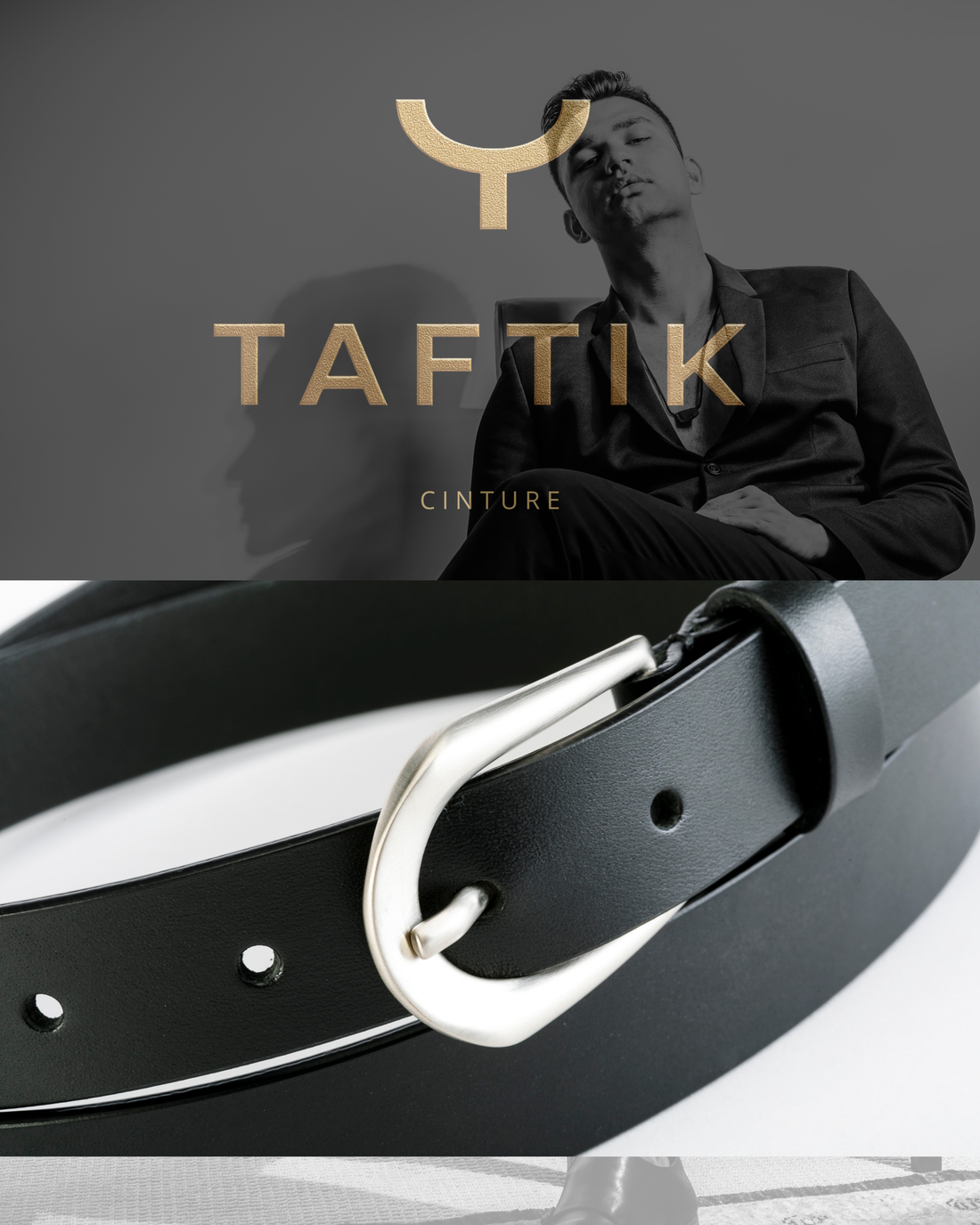 Cintura Unisex in Vero Cuoio Spazzolato Domino color nero - CINTURA CHARME by TAFTIK – Eleganza Minimal. Fibbia in Ottone con finitura Acciaio Satinato Ipoallergenica. Altezza cm. 2,5