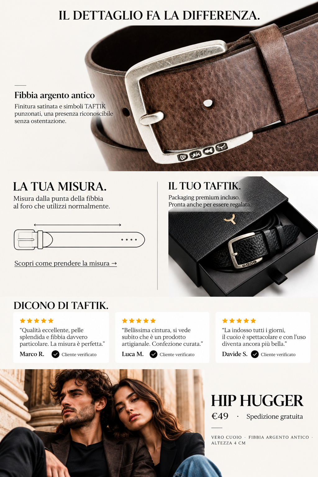 Cintura unisex HIP HUGGER in vero cuoio Alaska cerato con fibbia argento antico, by TAFTIK 