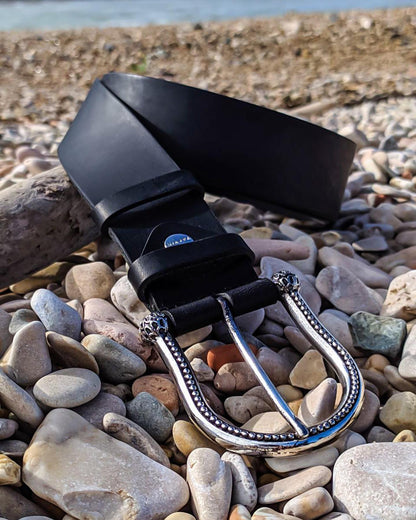 Cintura Unisex in Vero Cuoio Old England color nero - CINTURA SHANGRILA&