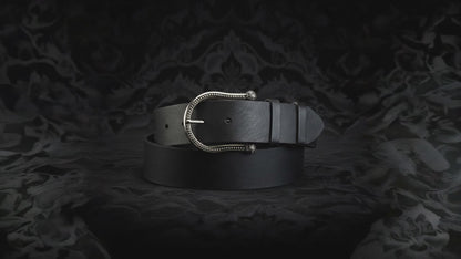 Unisex Belt in Genuine Old England Leather in Black - SHANGRILA&